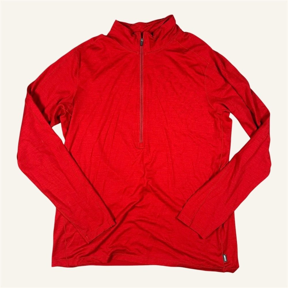 REI Co-op Pullover Mens Large Red Merino Wool Half Zip Long Sleeve Base Layer
